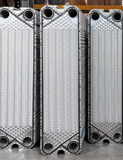 Stack of AGC hastelloy plates for plate heat exchanger