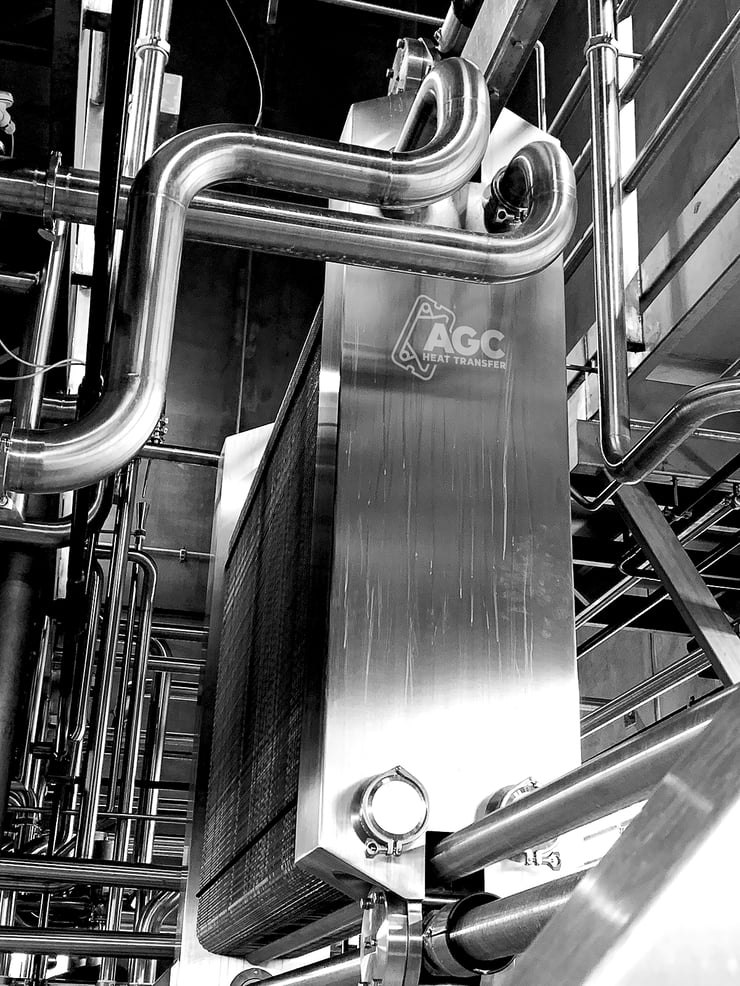 Side profile of stainless AGC heat exchanger at plant